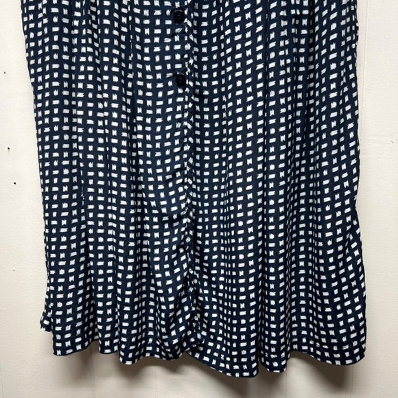 Stefanel Women's Button Down Short Sleeve Navy Blue & White Dress Size Large - Picture 7 of 15